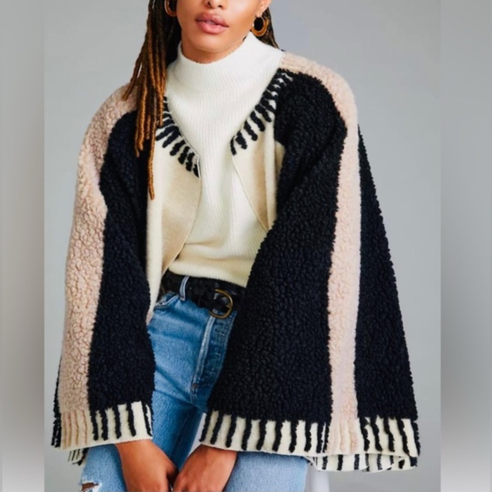 Anthropologie Maeve Black and Cream Sweater
